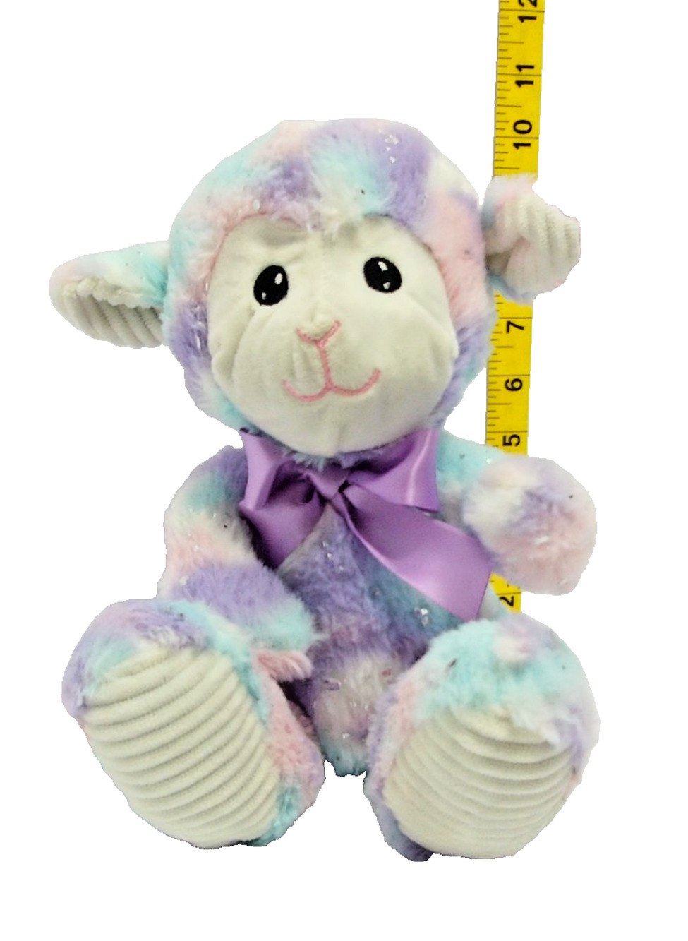 Midwood Stuffed Plush Easter Lamb Glitter Pastel Purple Bow Soft Big Feet Cuddly